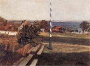 Wilhelm Trubner Landscape with Flagpole USA oil painting reproduction